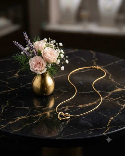 Knotted Heart Pendant Necklace - 22K Gold Plated Minimal Love Chain | With 1 Year Guarantee MA STORE Heart Necklace - Knotted Heart Chain - 22K Gold Plated Minimal Necklace for Girlfriend