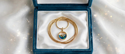 Dolphin Ocean Pendant Necklace - 22K Gold Plated Blue Crystal Chain for Girls | With 1 Year Guarantee MA STORE Dolphin Necklace - Ocean Blue Pendant Chain - 22K Gold Plated Minimal Necklace