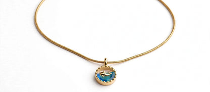 Dolphin Ocean Pendant Necklace - 22K Gold Plated Blue Crystal Chain for Girls | With 1 Year Guarantee MA STORE Dolphin Necklace - Ocean Blue Pendant Chain - 22K Gold Plated Minimal Necklace