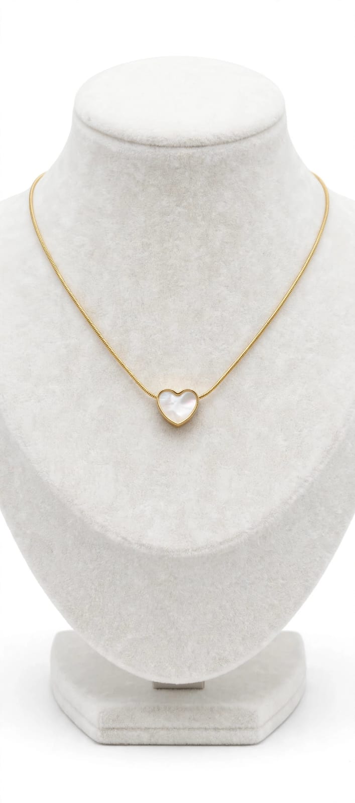 White Heart Shell Necklace - 22K Gold Plated Mother of Pearl Heart Chain | With 1 Year Guarantee MA STORE White Heart Necklace - MOP Heart Chain - 22K Gold Plated Minimal Necklace