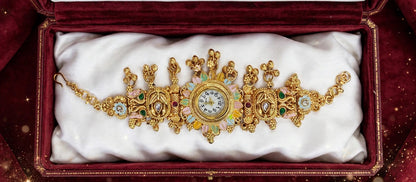 Rajwadi Bajuband Watch - 22K Gold Plated Antique Bajubandh / Armlet with Watch | Meena Work Bridal Bajuband | With 1 Year Guarantee
