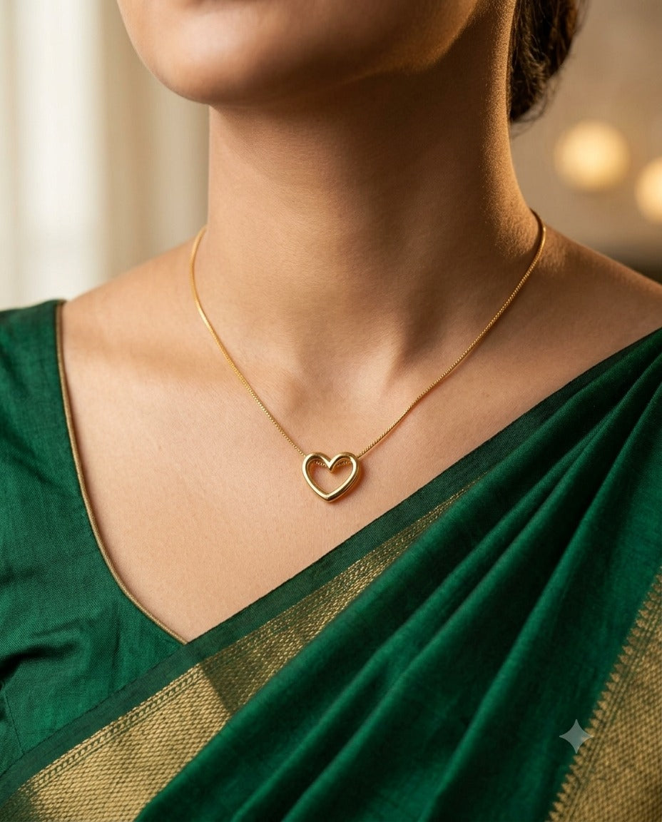 Knotted Heart Pendant Necklace - 22K Gold Plated Minimal Love Chain | With 1 Year Guarantee MA STORE Heart Necklace - Knotted Heart Chain - 22K Gold Plated Minimal Necklace for Girlfriend