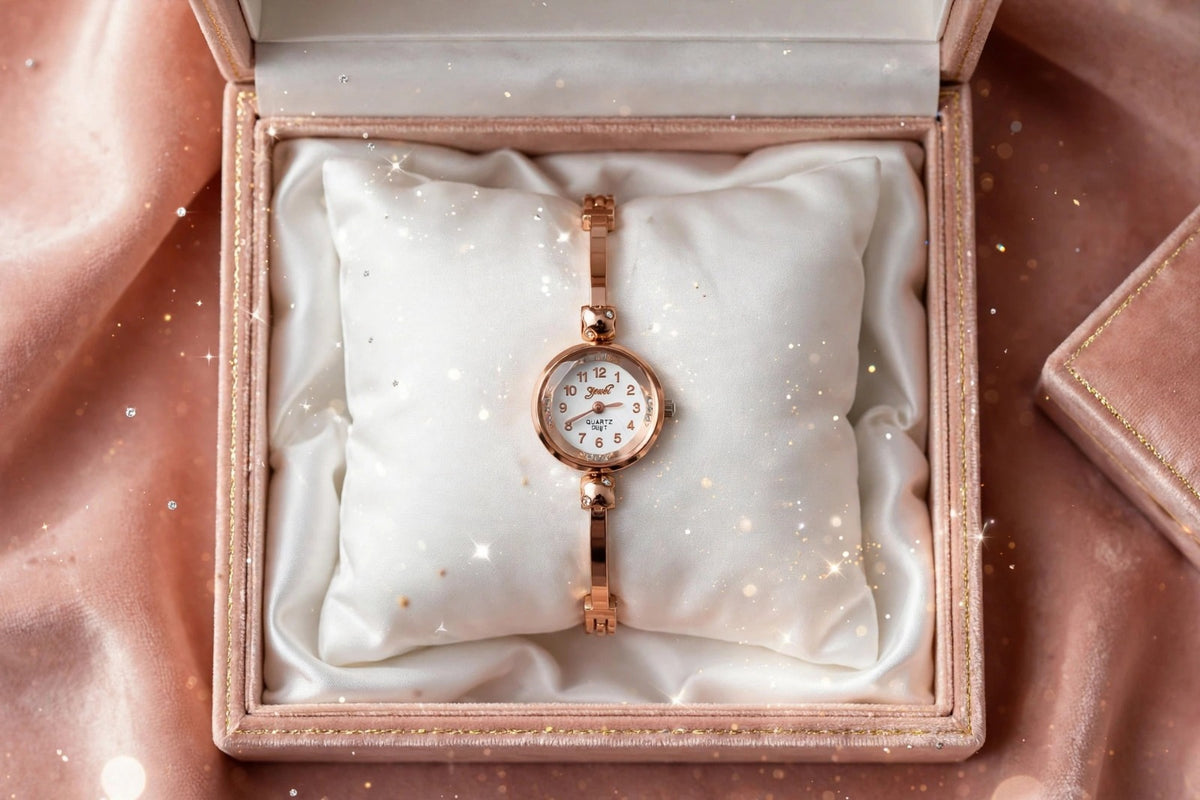 Rose Gold Small Round Dial Chain Watch for Women - Sleek Bracelet Watch with Number Dial | Fashion Quartz Watch | With 1 Year Guarantee