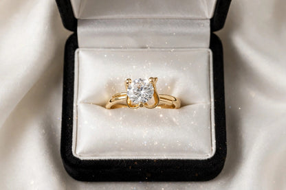 Single Stone Solitaire Ring - 22K Gold Plated Adjustable Ring with Big Diamond | With 1 Year Guarantee MA STORE Solitaire Ring - Single Stone Ring for Girls - 22K Gold Plated Diamond Ring