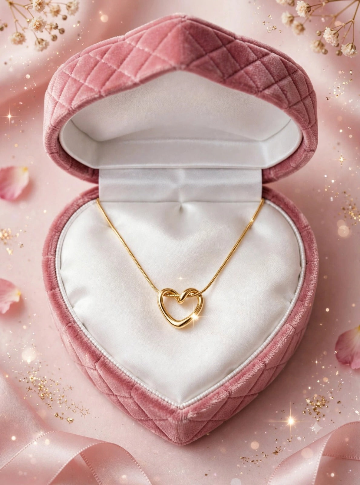 Knotted Heart Pendant Necklace - 22K Gold Plated Minimal Love Chain | With 1 Year Guarantee MA STORE Heart Necklace - Knotted Heart Chain - 22K Gold Plated Minimal Necklace for Girlfriend