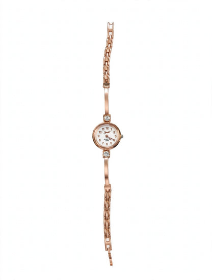 Rose Gold Small Round Dial Chain Watch for Women - Sleek Bracelet Watch with Number Dial | Fashion Quartz Watch | With 1 Year Guarantee