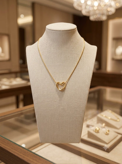 Knotted Heart Pendant Necklace - 22K Gold Plated Minimal Love Chain | With 1 Year Guarantee MA STORE Heart Necklace - Knotted Heart Chain - 22K Gold Plated Minimal Necklace for Girlfriend