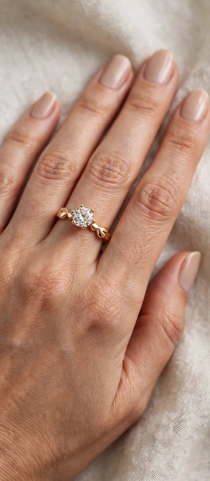 Heart Solitaire Ring - 22K Gold Plated Small Diamond Ring with Hearts Band | With 1 Year Guarantee MA STORE Heart Ring - Solitaire Heart Band Ring - 22K Gold Plated Daily Wear Ring