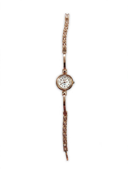 Rose Gold Small Round Dial Chain Watch for Women - Sleek Bracelet Watch with Number Dial | Fashion Quartz Watch | With 1 Year Guarantee