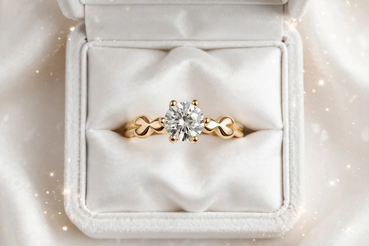 Heart Solitaire Ring - 22K Gold Plated Small Diamond Ring with Hearts Band | With 1 Year Guarantee MA STORE Heart Ring - Solitaire Heart Band Ring - 22K Gold Plated Daily Wear Ring