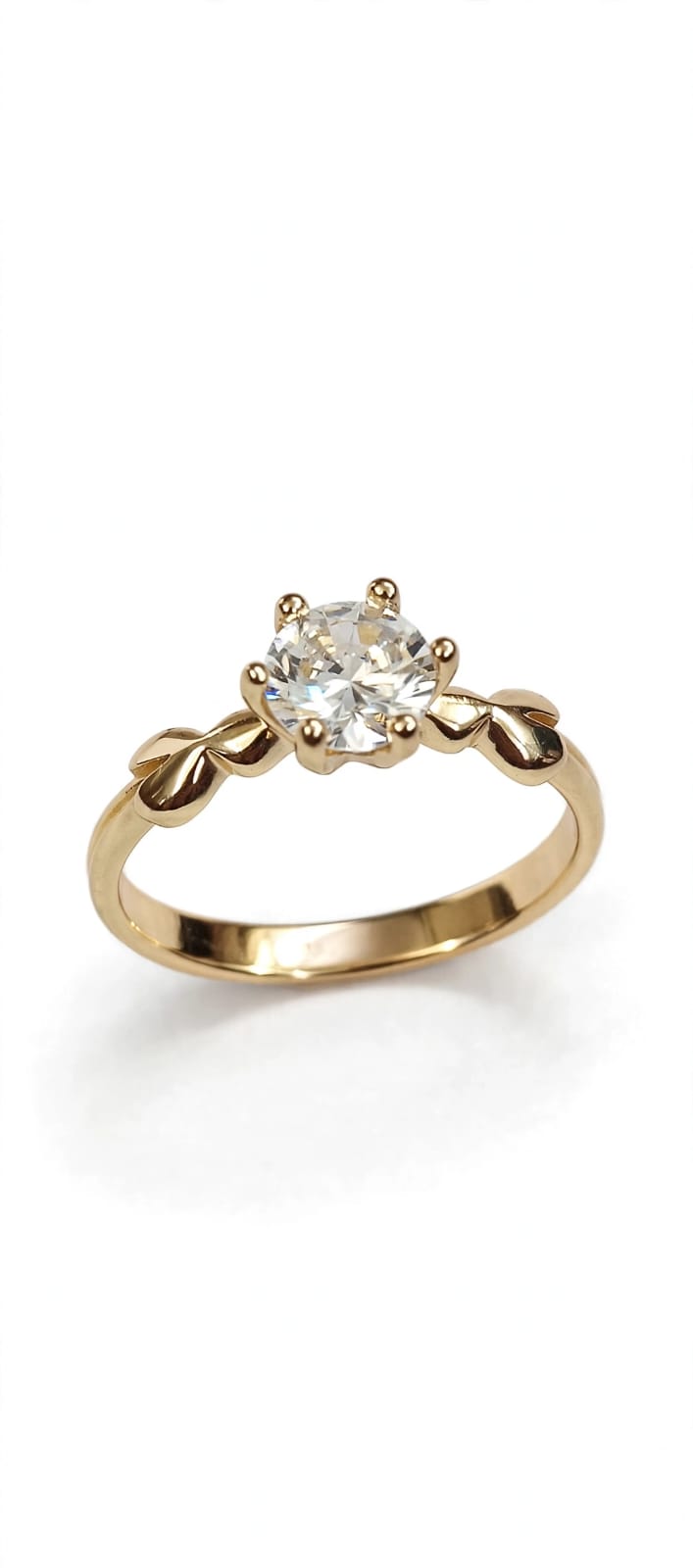 Heart Solitaire Ring - 22K Gold Plated Small Diamond Ring with Hearts Band | With 1 Year Guarantee MA STORE Heart Ring - Solitaire Heart Band Ring - 22K Gold Plated Daily Wear Ring