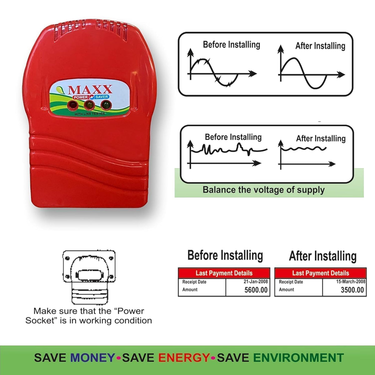 MAXX Enviropure Power Saver - Electricity Saving Device | Power Factor Saver for Home & Office | Red Power Saver Box  MAXX Enviropure Power Saver - Electricity Saving Device for Home & Office - Save Upto 40% Bill (2-4KW)