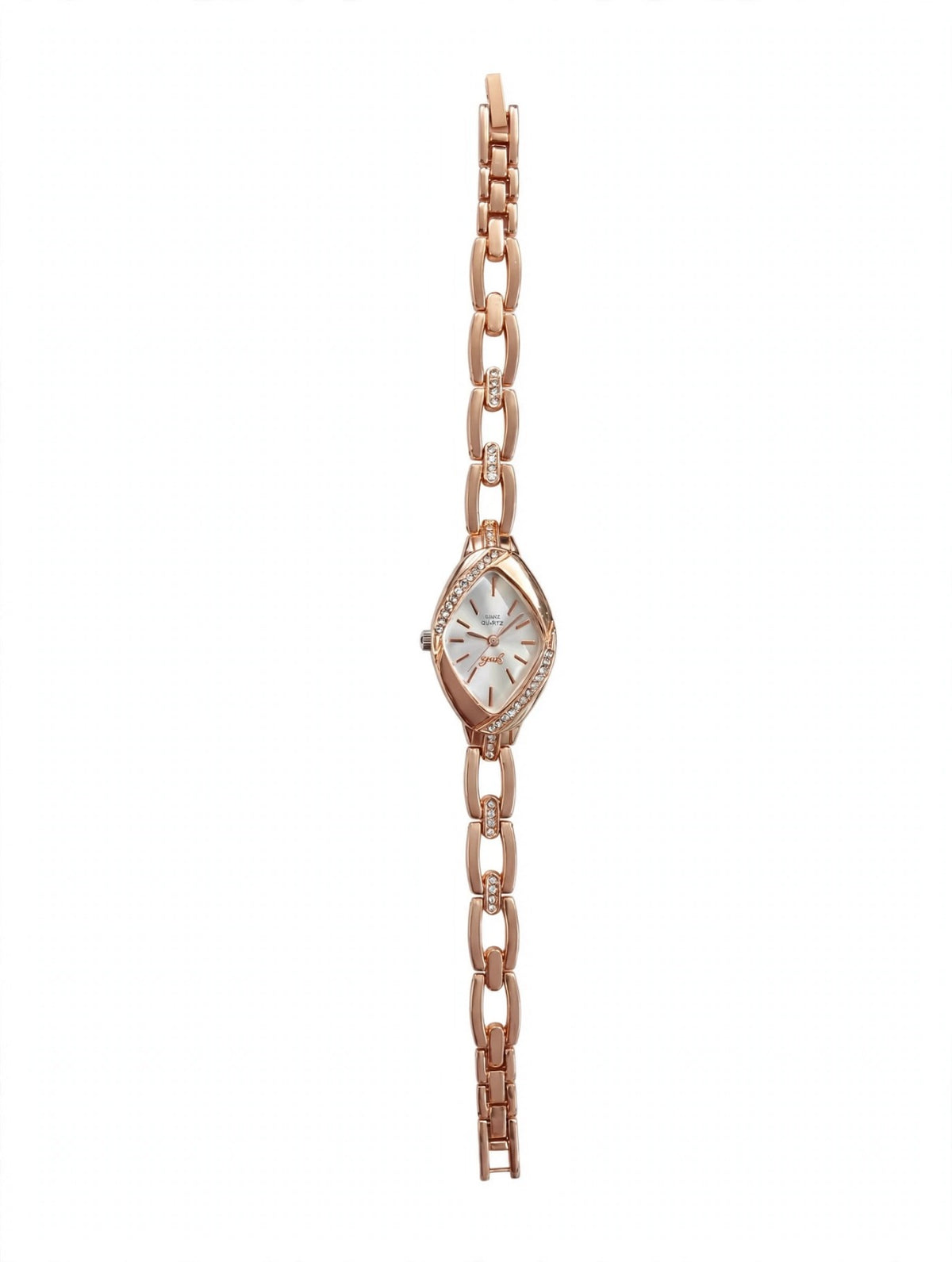 Rose Gold Chain Watch for Women - Eye Shape Marquise Dial Bracelet Watch with AD Stones | Fashion Quartz Watch | With 1 Year Guarantee