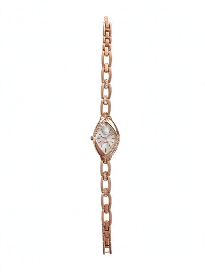 Rose Gold Chain Watch for Women - Eye Shape Marquise Dial Bracelet Watch with AD Stones | Fashion Quartz Watch | With 1 Year Guarantee