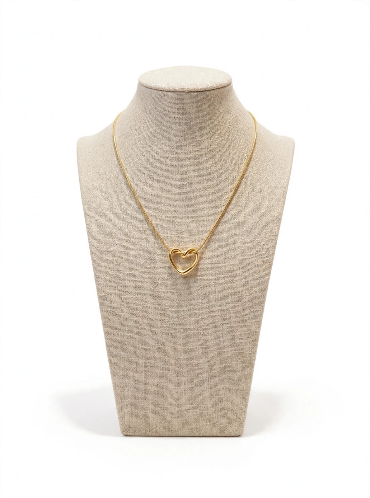 Knotted Heart Pendant Necklace - 22K Gold Plated Minimal Love Chain | With 1 Year Guarantee MA STORE Heart Necklace - Knotted Heart Chain - 22K Gold Plated Minimal Necklace for Girlfriend