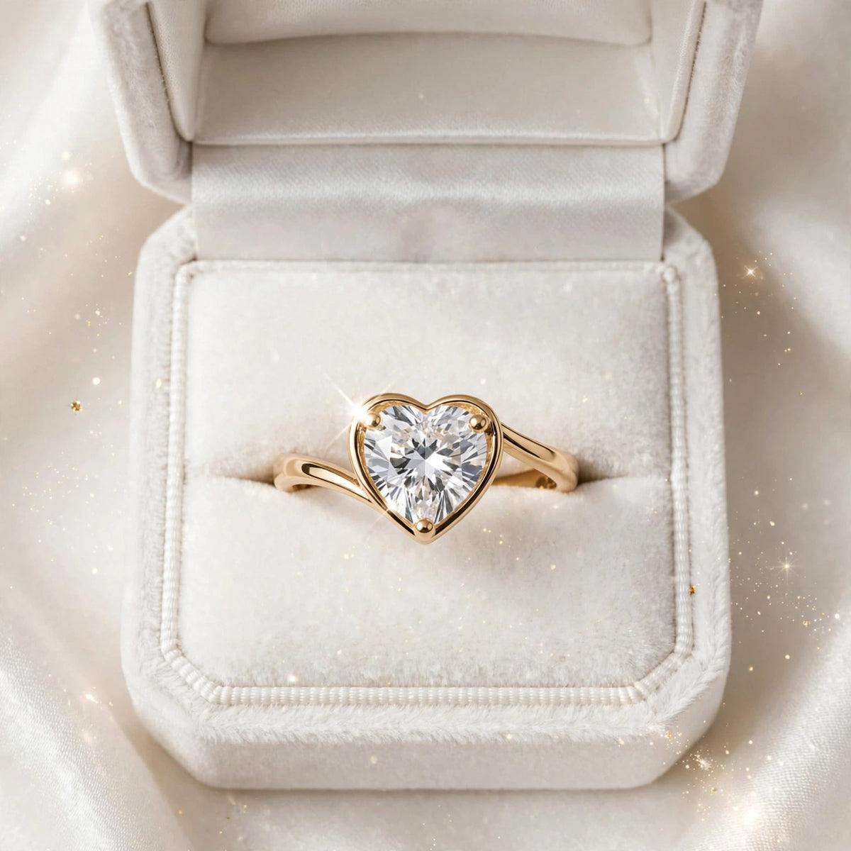 Heart Diamond Ring - 22K Gold Plated Adjustable Heart Shape Solitaire Ring | With 1 Year Guarantee MA STORE Heart Ring - Heart Shape Diamond Ring for Girls - 22K Gold Plated Adjustable